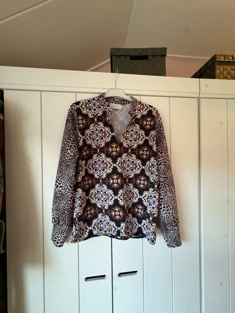Helena Hart Blouse met print en dierenprint mouwen, Kleding | Dames, Blouses en Tunieken, Nieuw, Maat 34 (XS) of kleiner, Overige kleuren