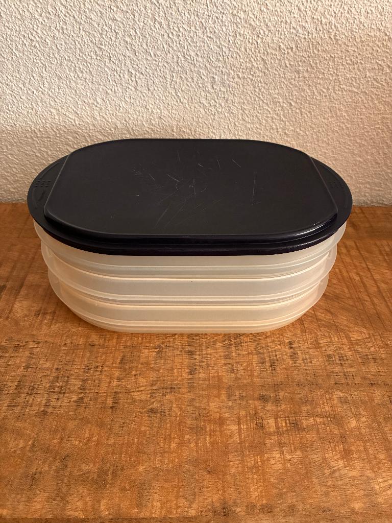 Tupperware vleeswarentrio vleeswarendoos in goede staat, Huis en Inrichting, Keuken | Tupperware, Ophalen of Verzenden, Gebruikt