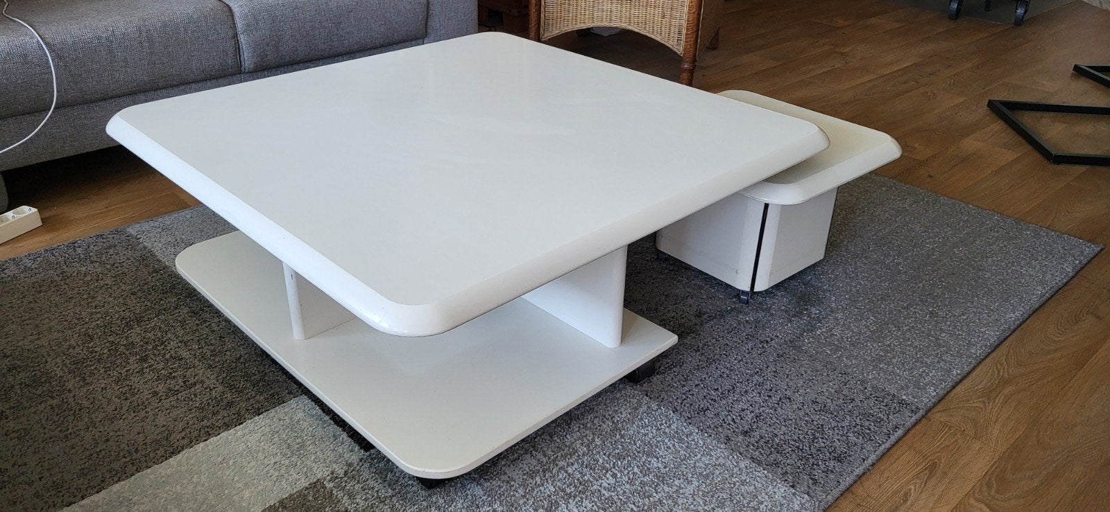 Salontafel met bijzettafel op wielen, Ophalen, Gebruikt, Rechthoekig, 75 cm of meer