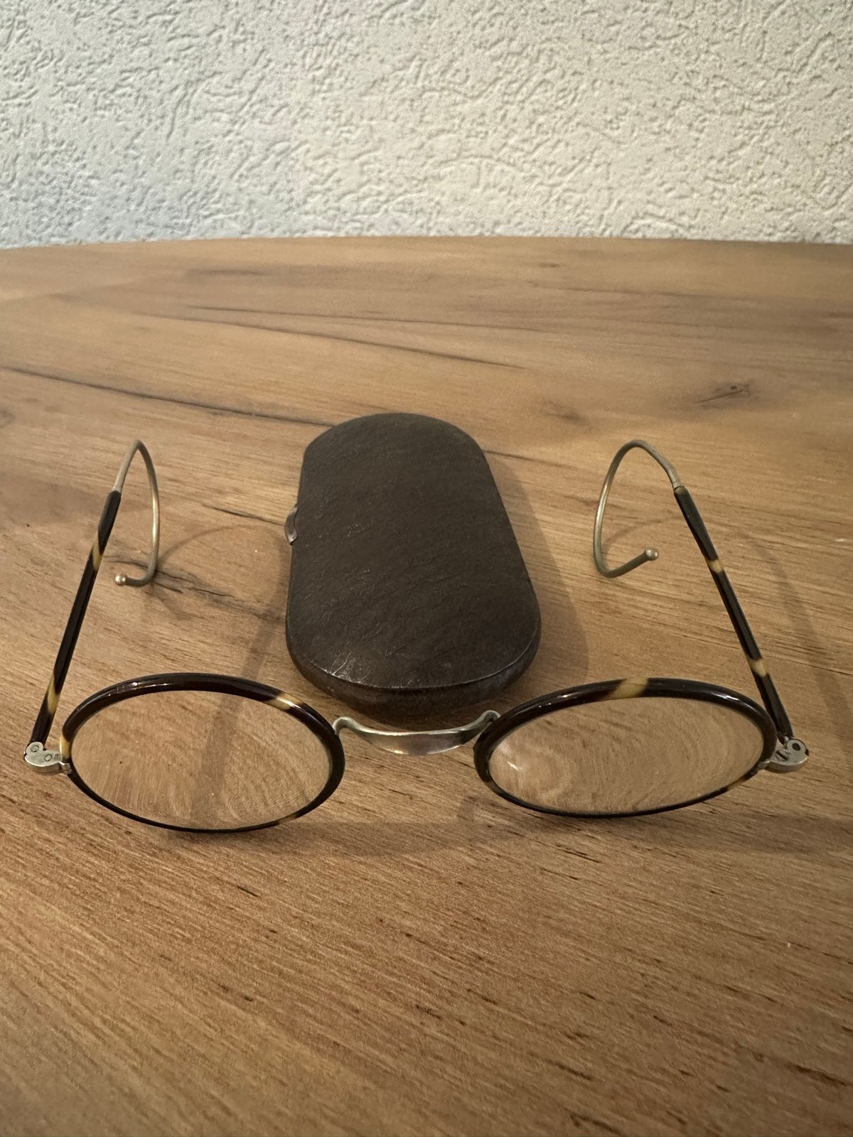 Vintage Leesbril met Hoornlook Montuur en Etui, Overige merken, Gebruikt, Bruin, Ophalen of Verzenden