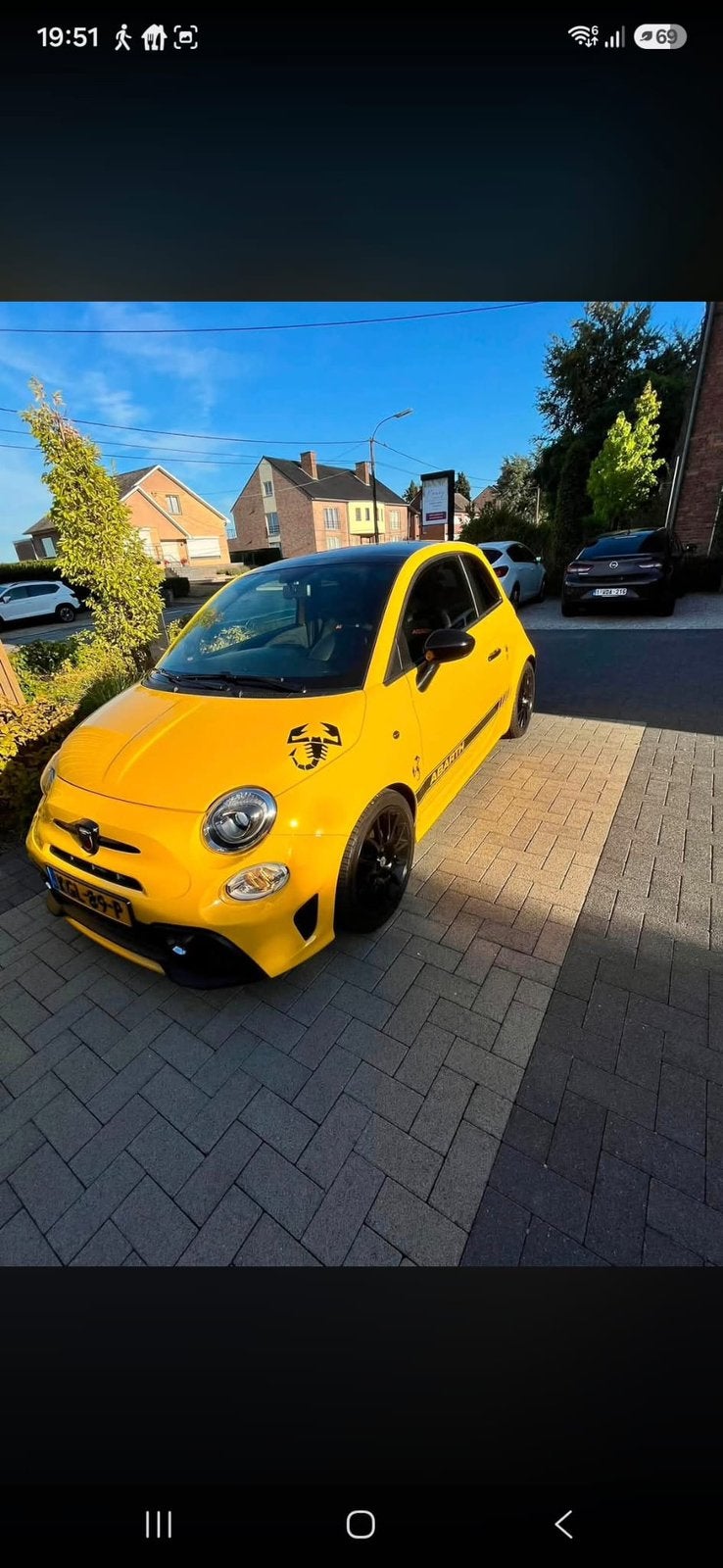 Fiat 500 1.4 T-jet Abarth 2018 Geel, Auto's, Voorwielaandrijving, 4 cilinders, Handgeschakeld, Particulier