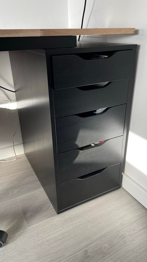 Ikea Alex ladeblok zwart, Ophalen, Minder dan 50 cm, Gebruikt, 5 laden of meer