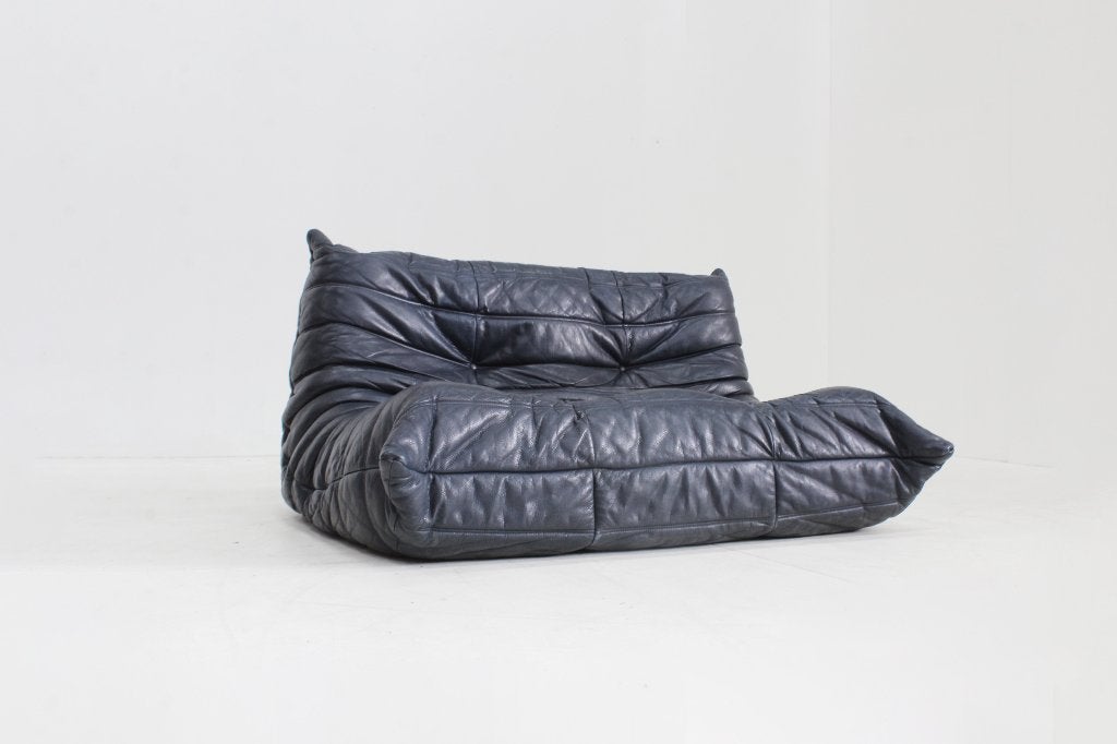 Vintage Togo Ligne Roset 2-zits sofa leer Michel Ducaroy, Vintage, design, Tweepersoons, Ophalen of Verzenden, Zo goed als nieuw