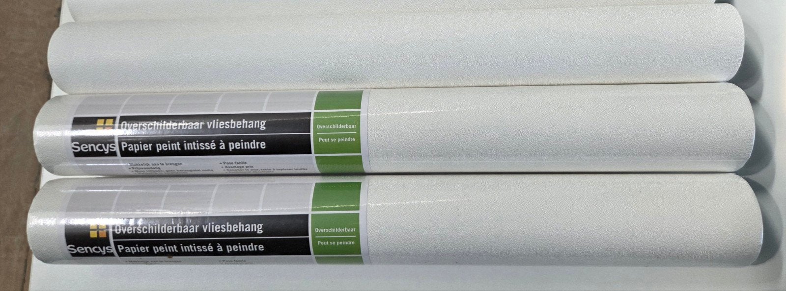 Sencys Overschilderbaar Vliesbehang - Wit, Shotblast, Overige merken, Wit, Structuur, Modern