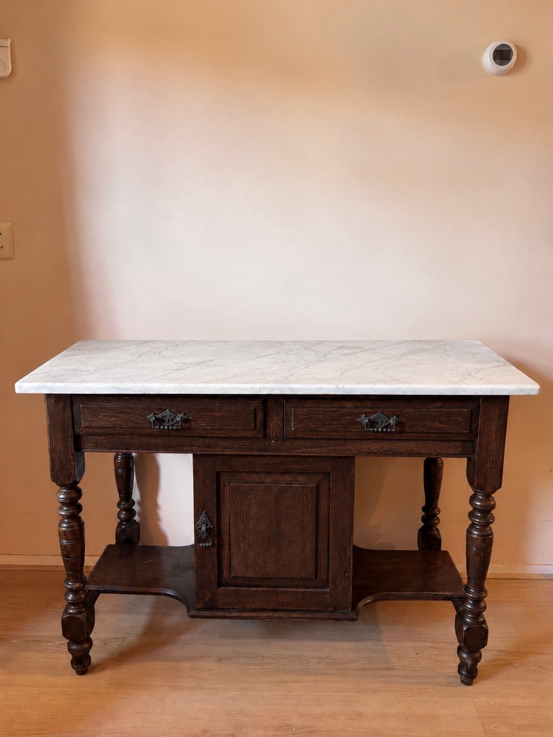 Prachtige Antieke Wastafel/Sidetable met marmeren blad, Huis en Inrichting, Ophalen, Gebruikt, 100 tot 150 cm, 25 tot 50 cm