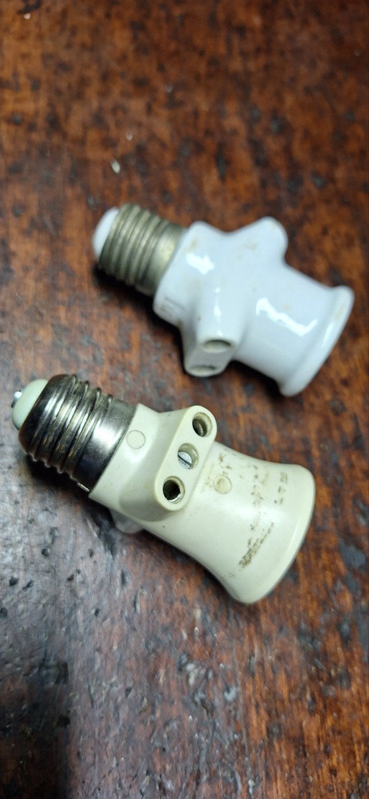 Vintage porselein fittingen E27 - 2 stuks, Antiek en Kunst, Ophalen of Verzenden