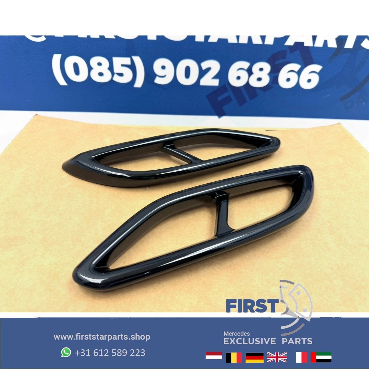 AMG LINE UITLAAT SIERLIJSTEN ZWART L/R Mercedes A B C CLA G, Gebruikt, -, Ophalen of Verzenden, -