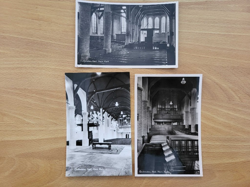 ansicht OUDEWATER Kerk Interieur (3x), Ophalen, Voor 1920, Utrecht