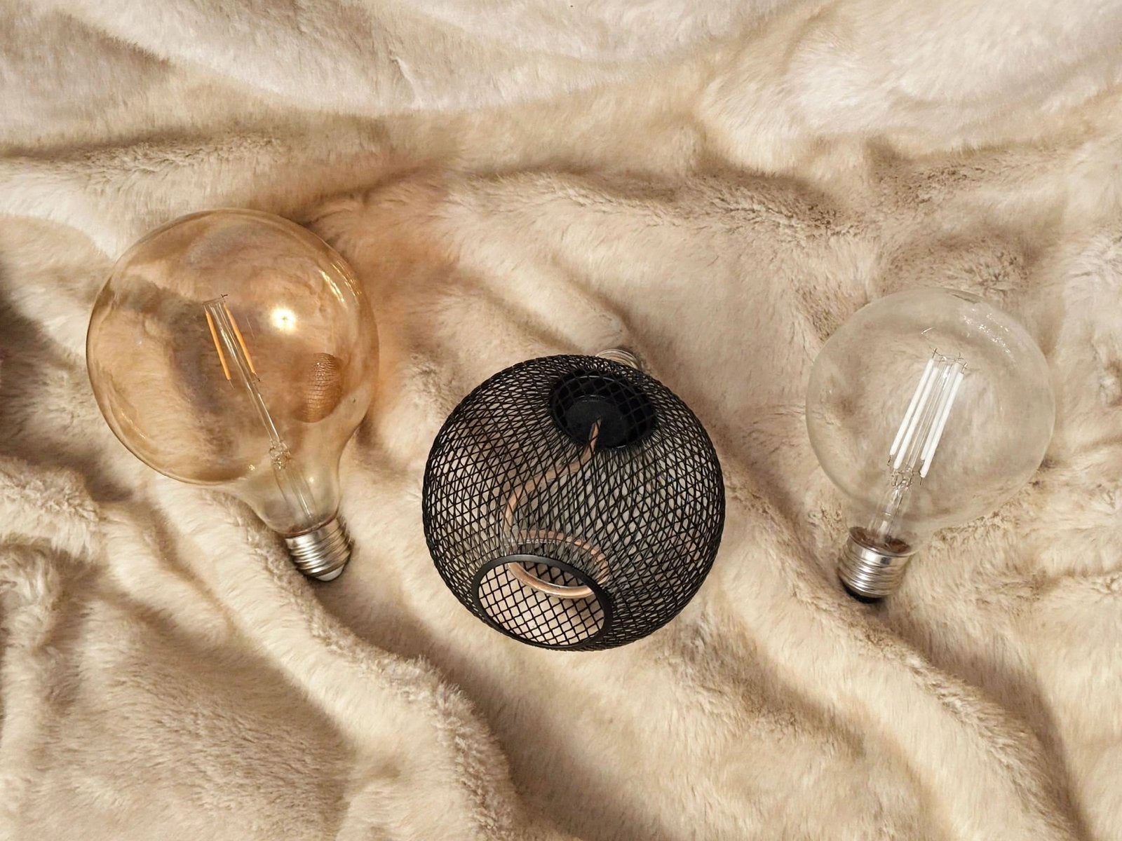 3 grote lampen, Meerkleurig, Zo goed als nieuw, Glas, E27 (groot)