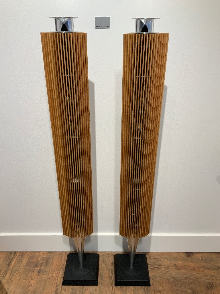Bang & Olufsen Beolab 18 Zilver/Oak Covers, 150 watt of meer, Stereo speakers, Bang & Olufsen M.Troelstra, Zo goed als nieuw