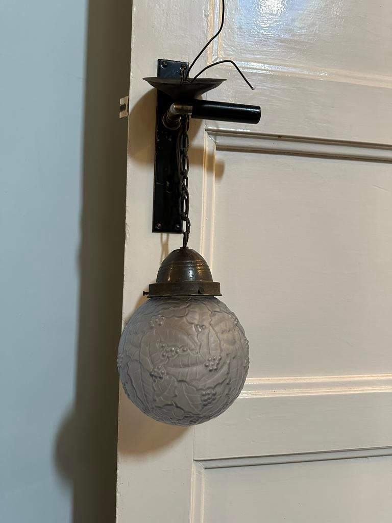 Antieke Art Deco Jugendstil bol lamp hanglamp hallamp, Antiek en Kunst, Ophalen of Verzenden
