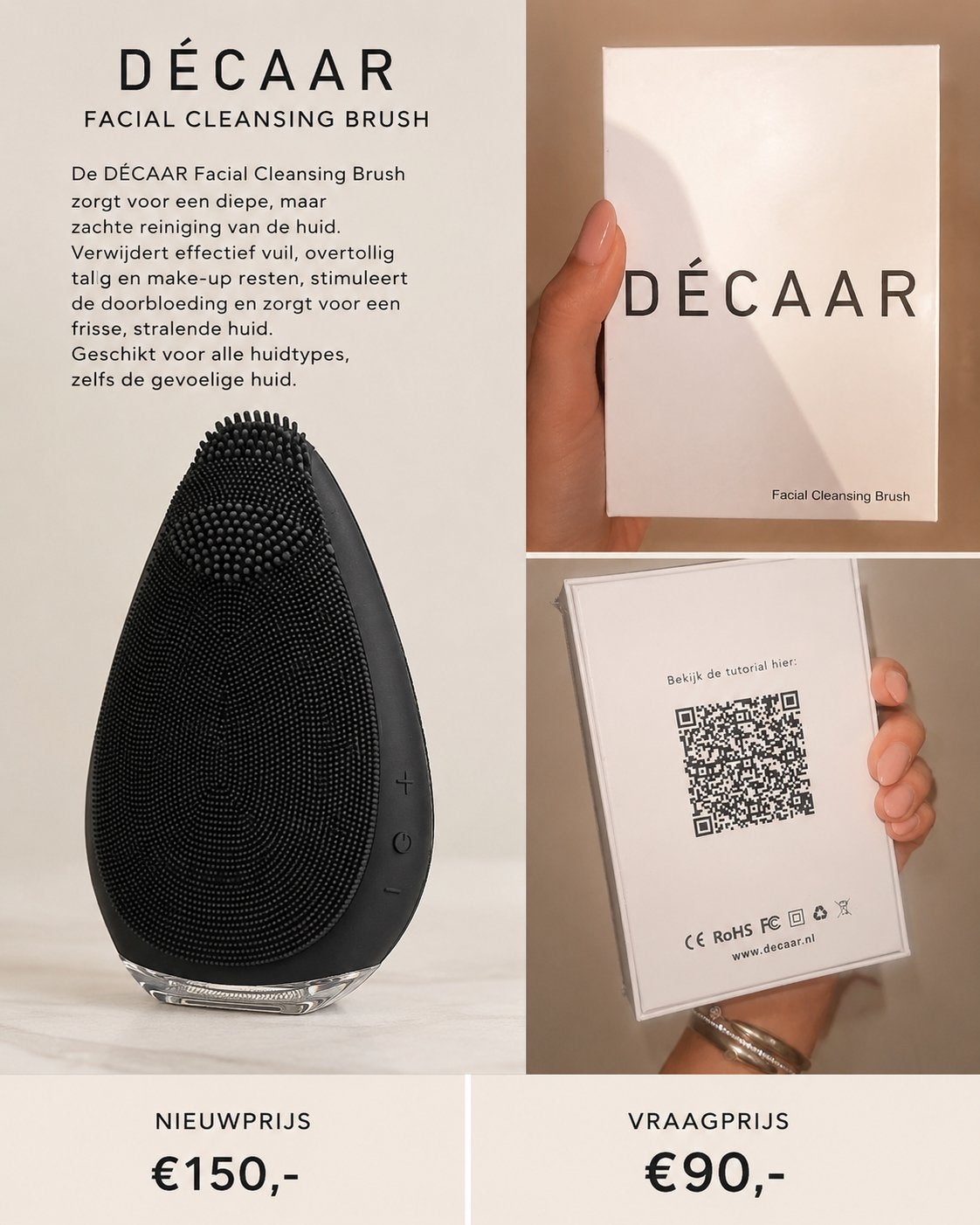 DÉCAAR Facial Cleansing Brush NIEUW, Ophalen of Verzenden, Zo goed als nieuw, Gehele gezicht, Reiniging