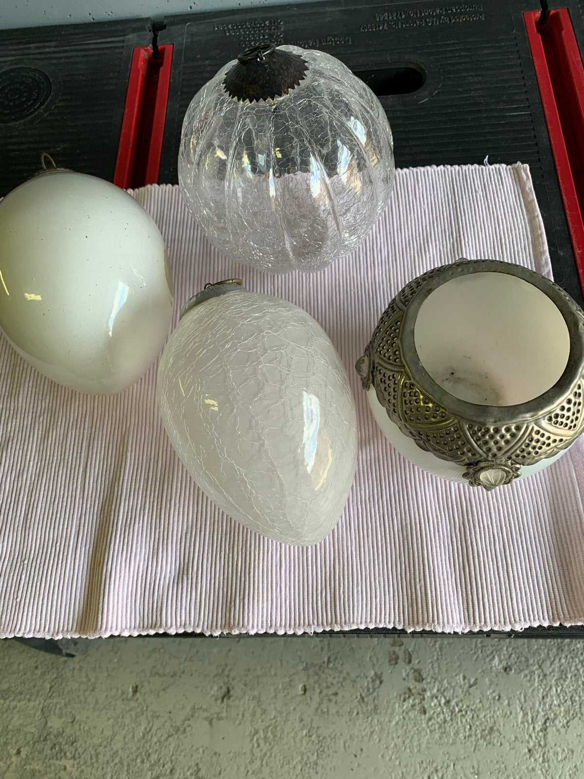 Set van 4 vintage glazen decoraties, Ophalen, Vintage
