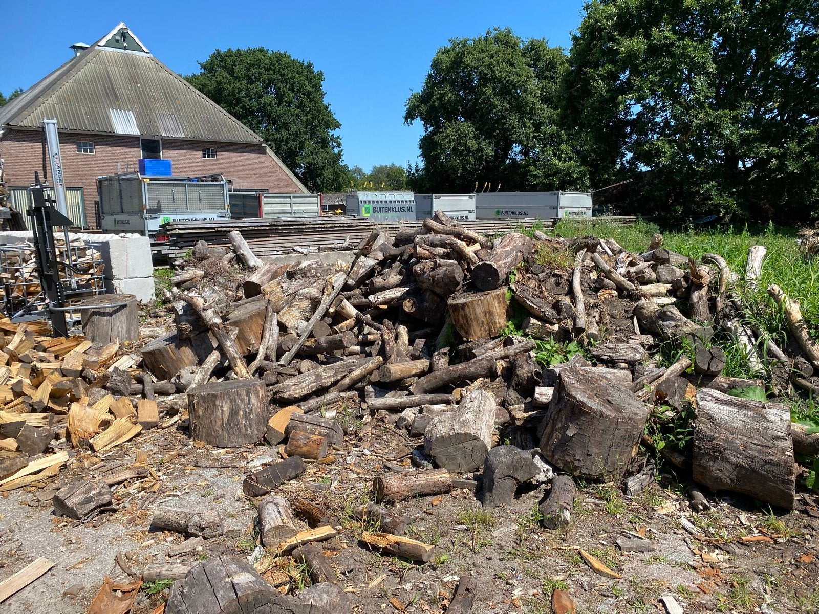 Stookmix ongekloofd - ca. 15 kuub beschikbaar, Tuin en Terras, Haardhout, 6 m³ of meer, Ophalen, Overige houtsoorten, Stammen