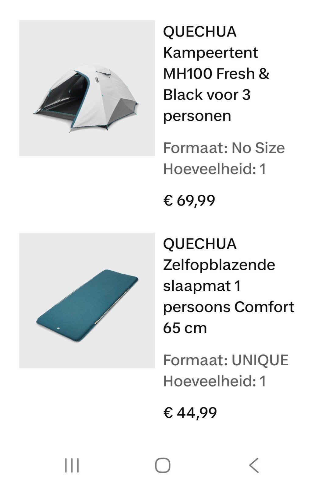 QUECHUA Kampeertent MH100 Fresh & Black 3p + slaapmat, Caravans en Kamperen, Tenten, Ophalen, Zo goed als nieuw, Tot en met 3