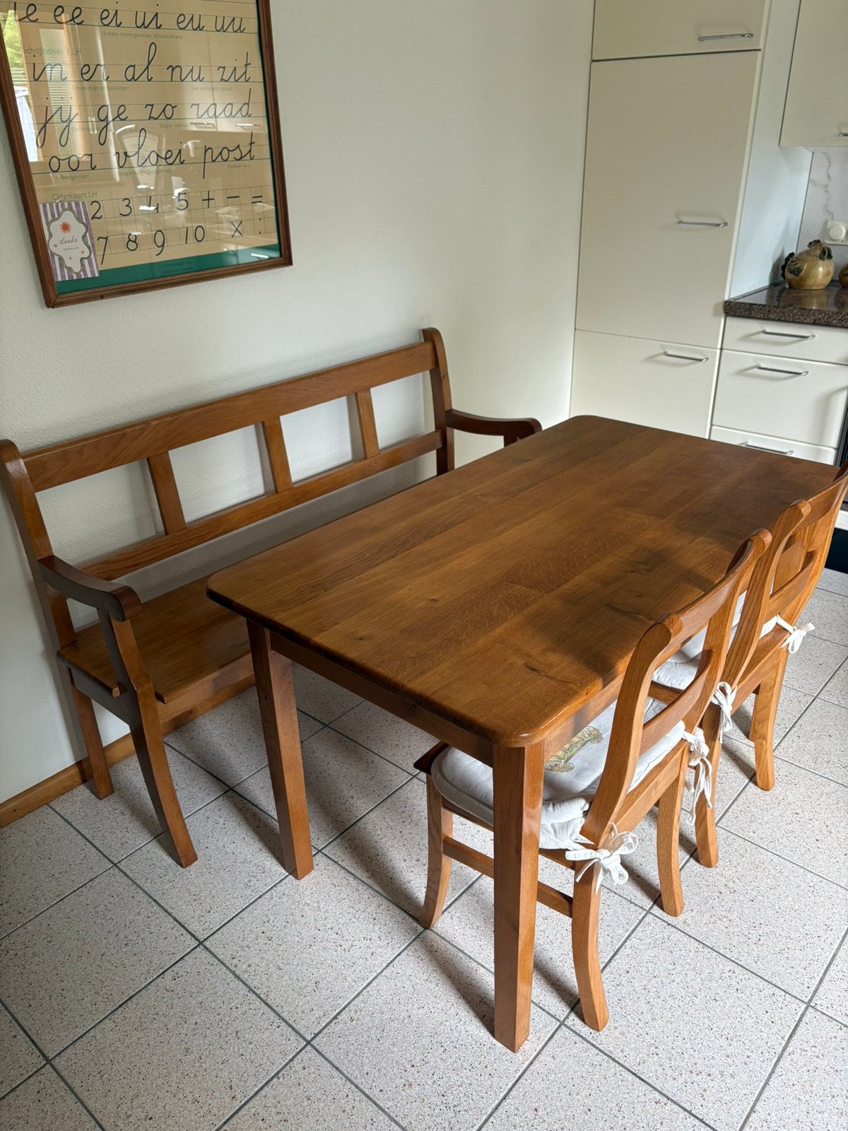 Eiken eetkamerset, Huis en Inrichting, Complete eetkamers, Ophalen, Zo goed als nieuw, 4 tot 6 stoelen