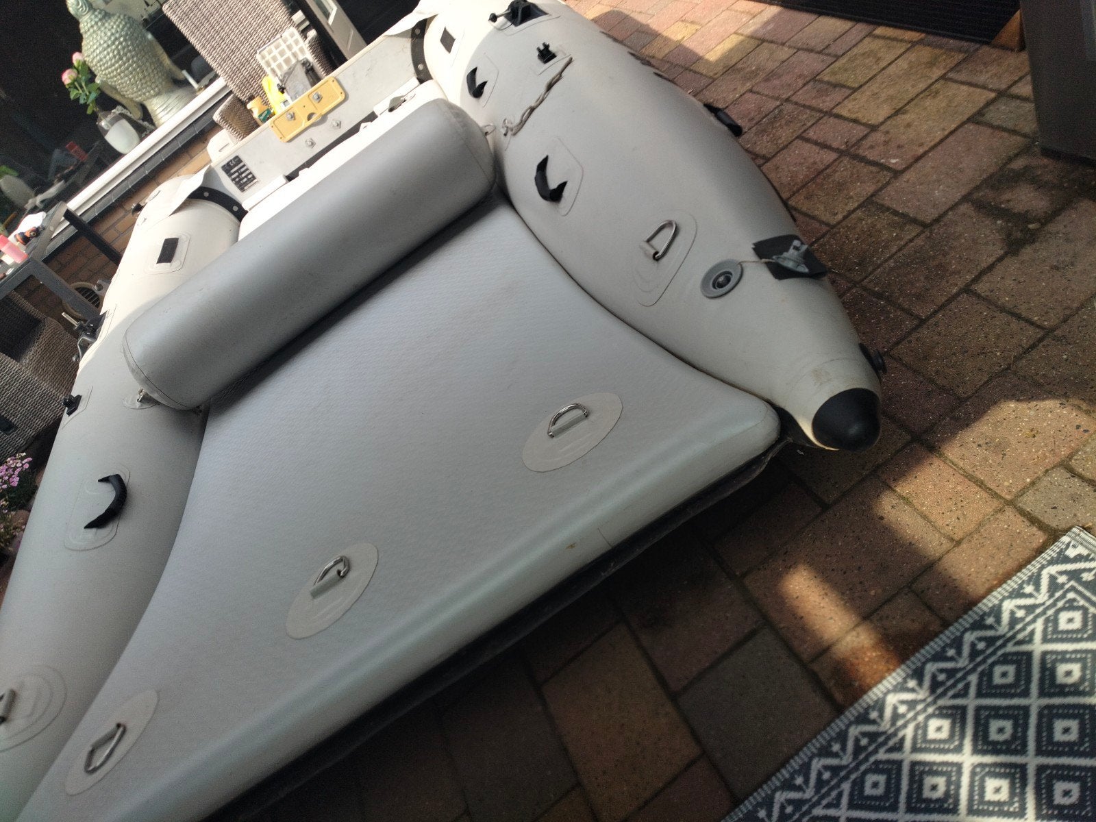 rubberen boot met wielen, Watersport en Boten, Rubberboten, Ophalen, Airdeck, Zo goed als nieuw, Buitenboordmotor