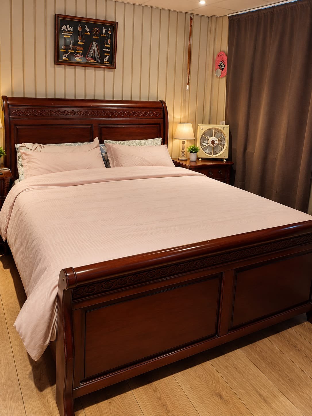 Klassieke masief houten slaapkamer complete set, Ophalen, Zo goed als nieuw, Tweepersoons