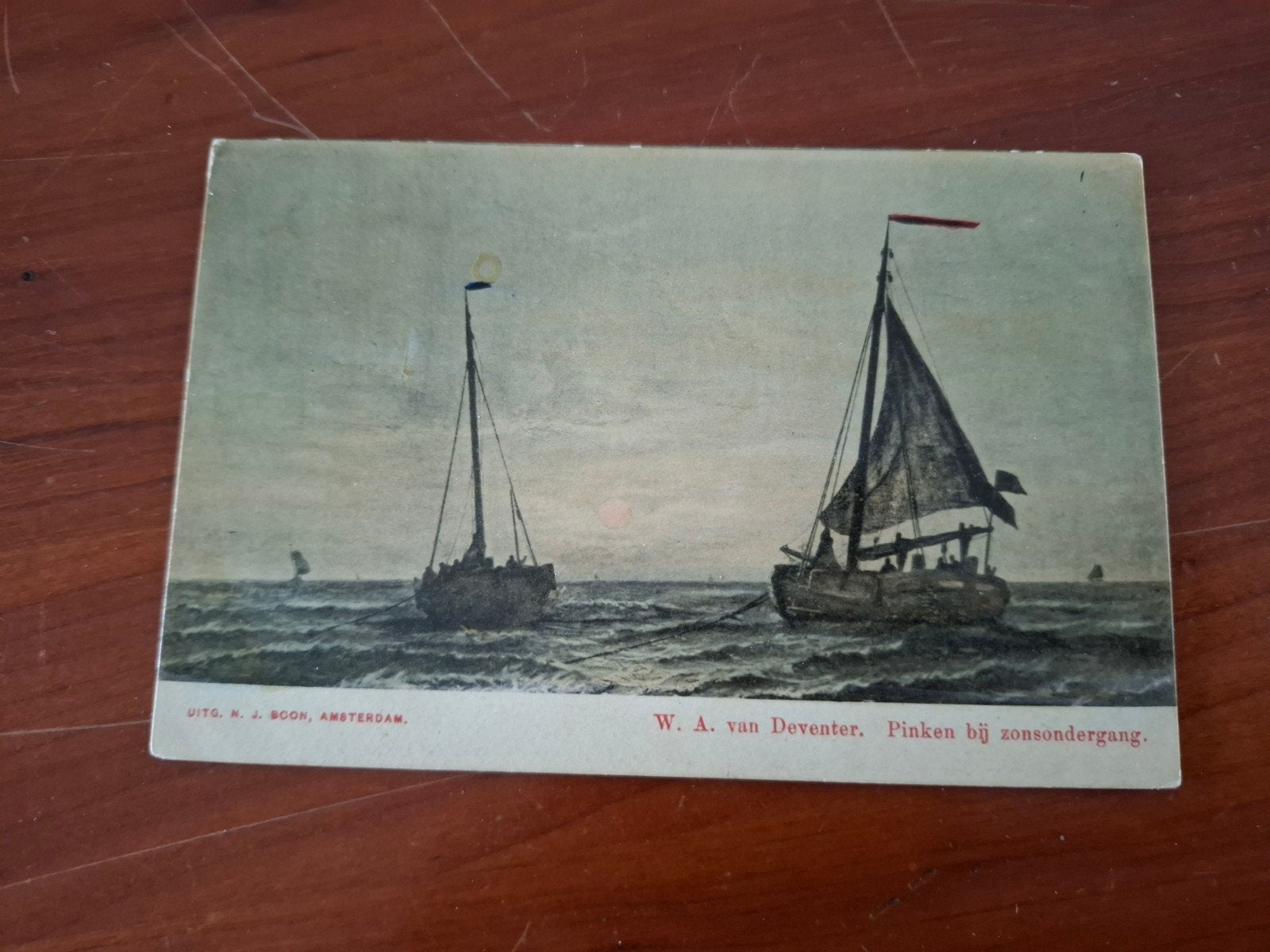 Ansichtkaart: Pinken bij zonsondergang, W.A. van Deventer, Verzamelen, Ophalen of Verzenden, Voor 1920, Ongelopen