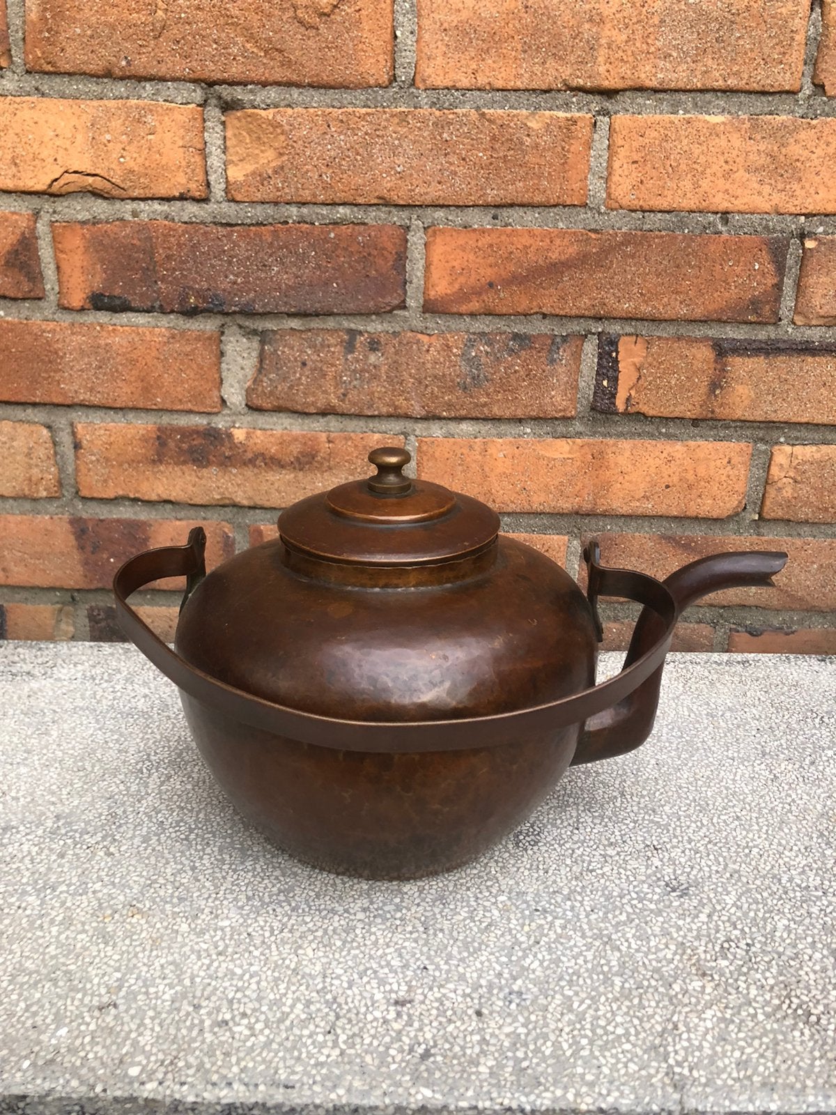 Antieke Koperen Ketel met Handvat, Ophalen of Verzenden, Koper