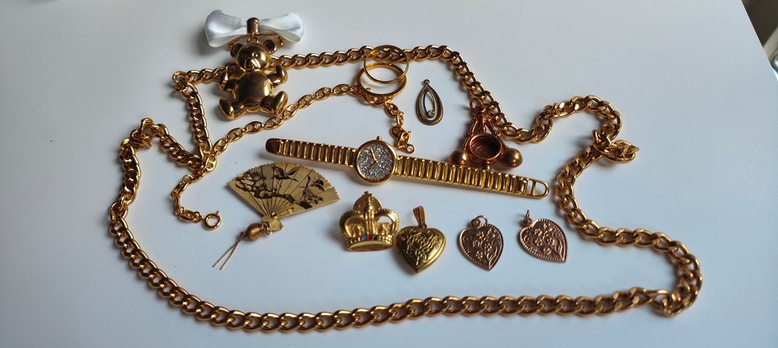 46.Sieraden Collectie - Ketting, Hangers, Horloge, Gebruikt, Met hanger, Ophalen of Verzenden, Goud