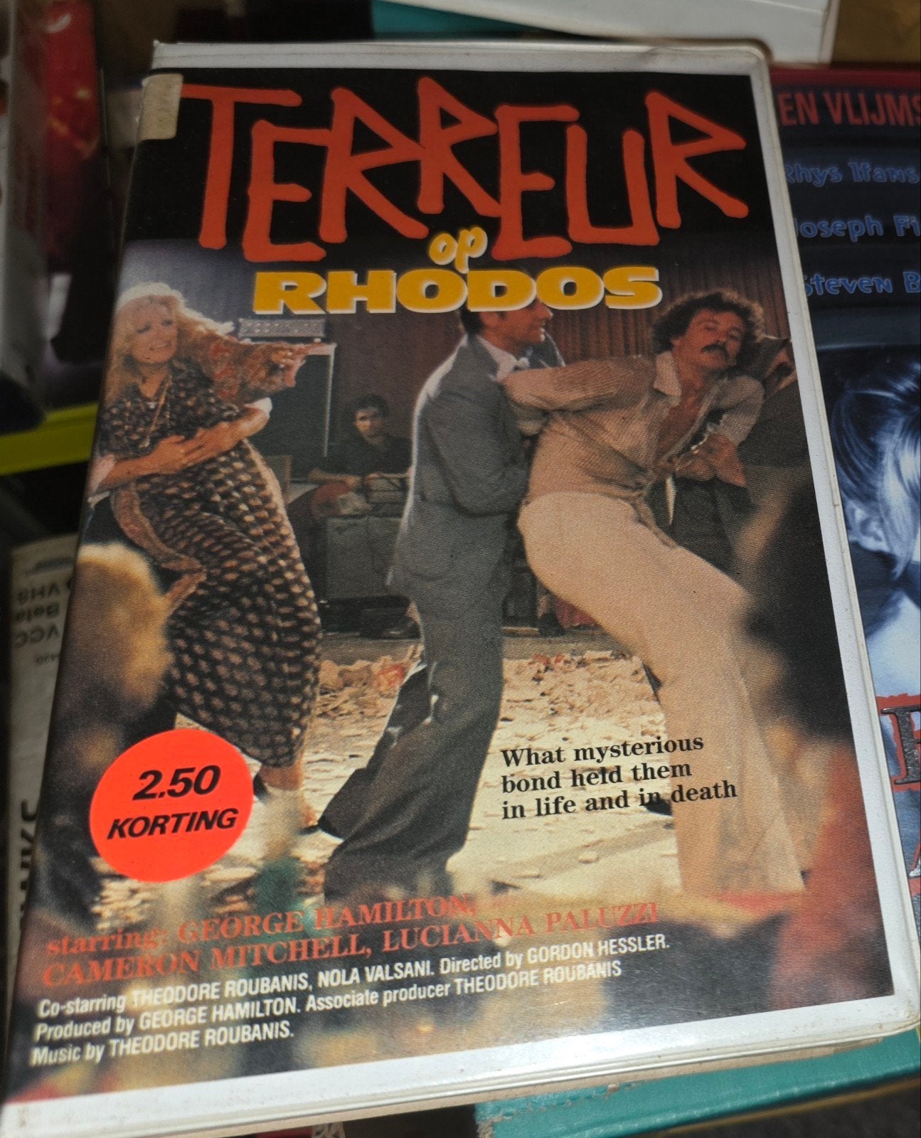Terreur op Rhodos - Ex-rental VHS, Gebruikt, Ex-rental, Ophalen of Verzenden, Thrillers en Misdaad