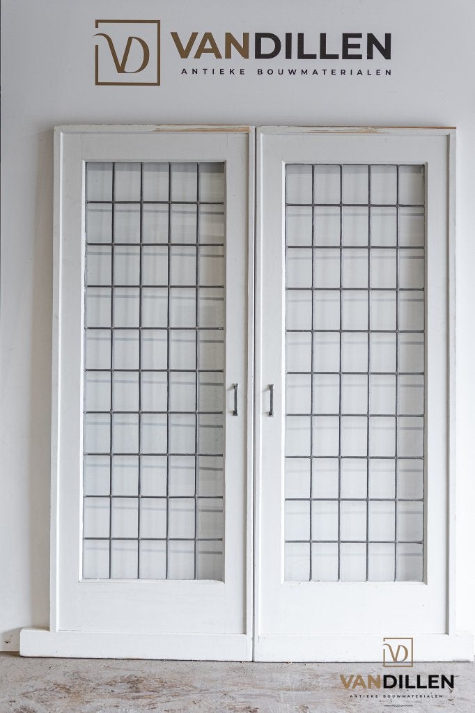 Oude ensuite / schuifdeuren glas in lood 214.5 x 162