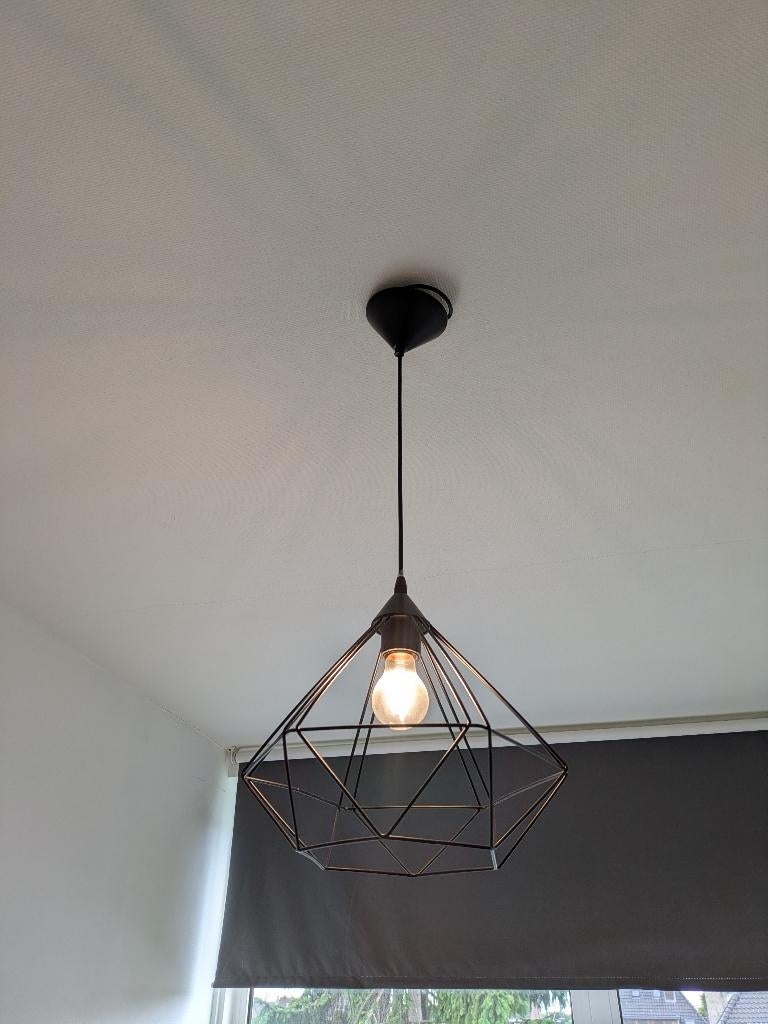 Modern Geometric Pendant Lamp – Black Metal – €5, Huis en Inrichting, Lampen | Hanglampen, Zo goed als nieuw, Minder dan 50 cm