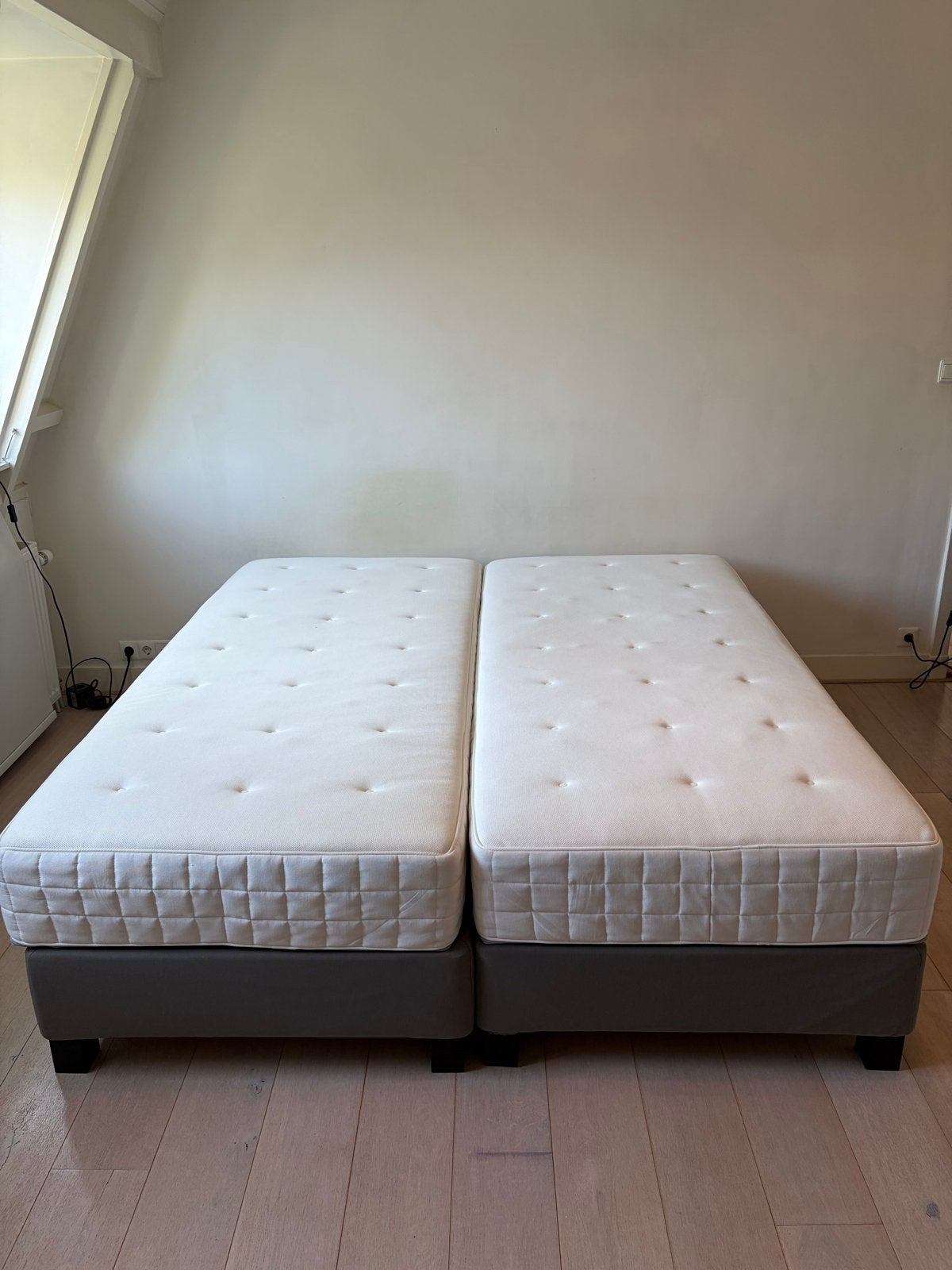 IKEA Espevär Hyllestad boxspring 2x90x200m zonder topmatras, Ophalen, Tweepersoons, Zo goed als nieuw, Overige maten
