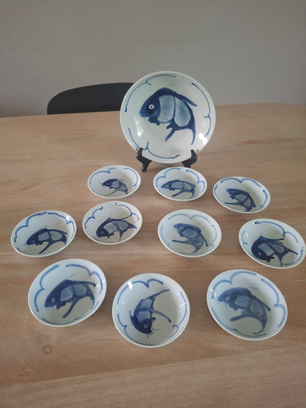 11 Chinese handbeschilderde Koi schalen en schaaltjes, Ophalen of Verzenden