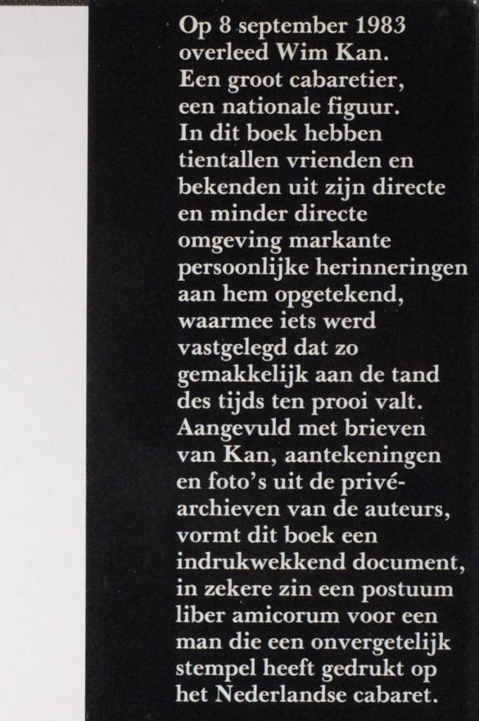 Herinneringen aan Wim Kan (1984), Boeken, Verzenden, Zo goed als nieuw, Cabaret