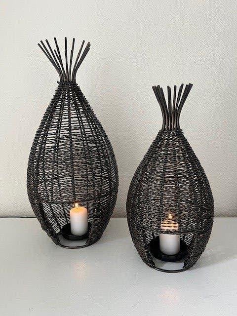 Windlicht Mosira metaal zwart set Nieuw!, Windlicht, Zwart, Nieuw, Ophalen of Verzenden