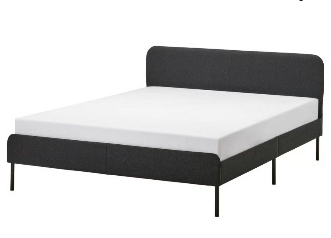 Zo goed als nieuw Slattum bed 140x200 (met/zonder matras), Ophalen, Zwart, 140 cm, Zo goed als nieuw