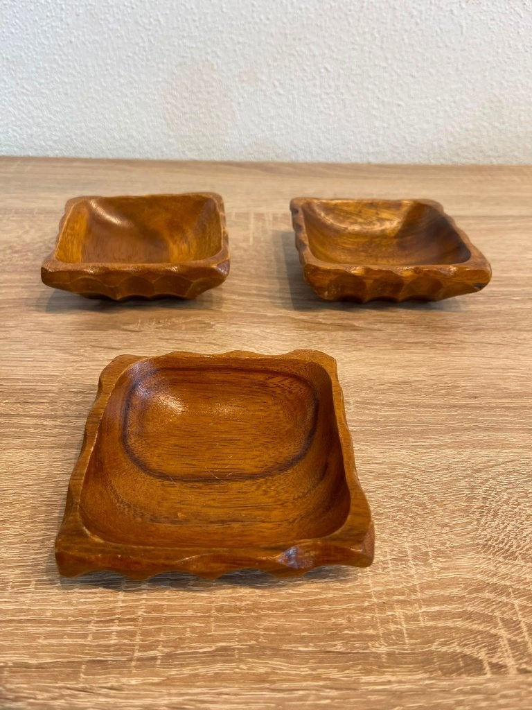 Vintage Monkey Pod Houten Schaaltjes Set 4-delig Philippines, Ophalen of Verzenden