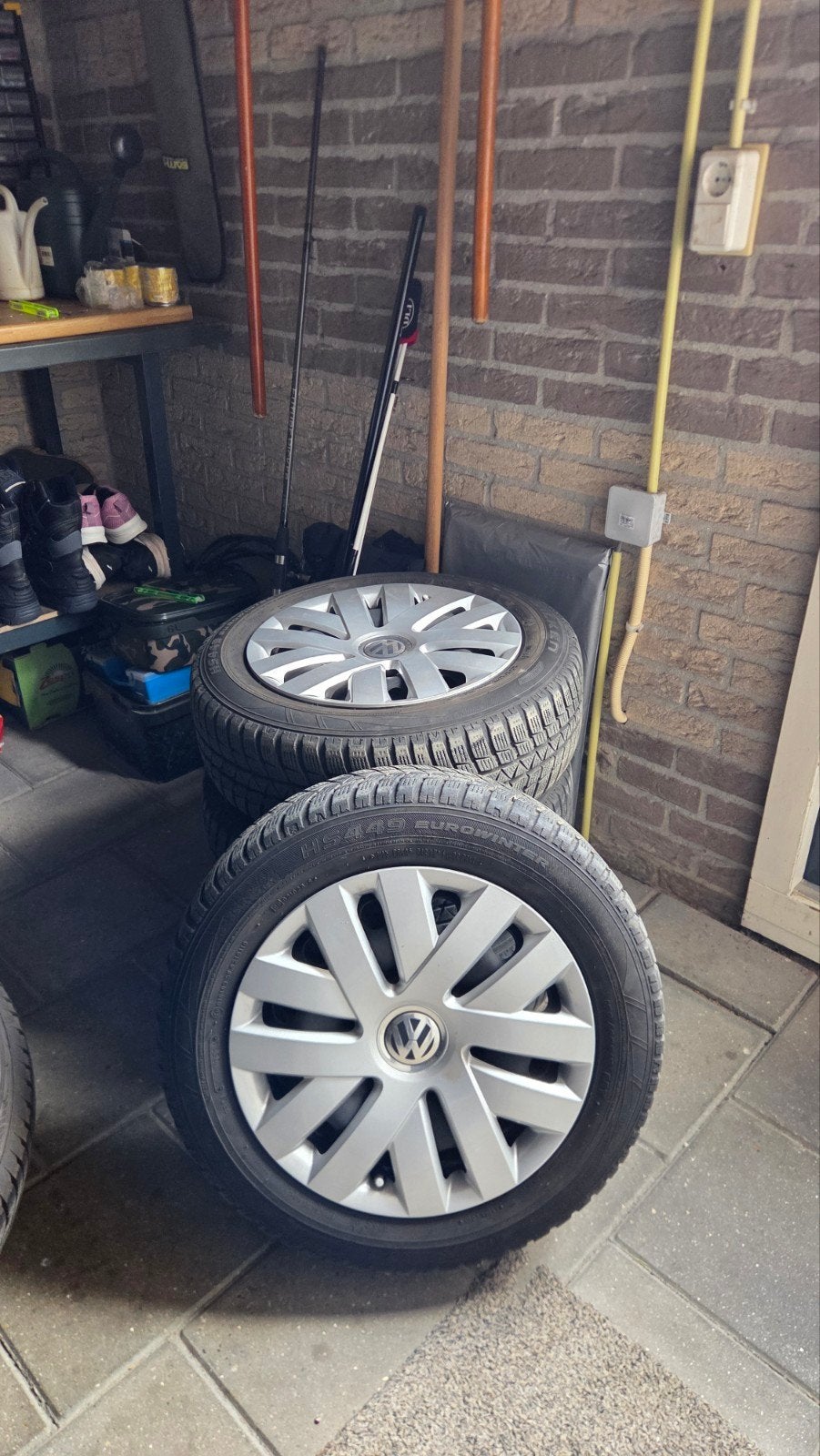 VW Polo winterset – 4x stalen velg + Falken winterbanden, Ophalen, Gebruikt, 15 inch, Banden en Velgen