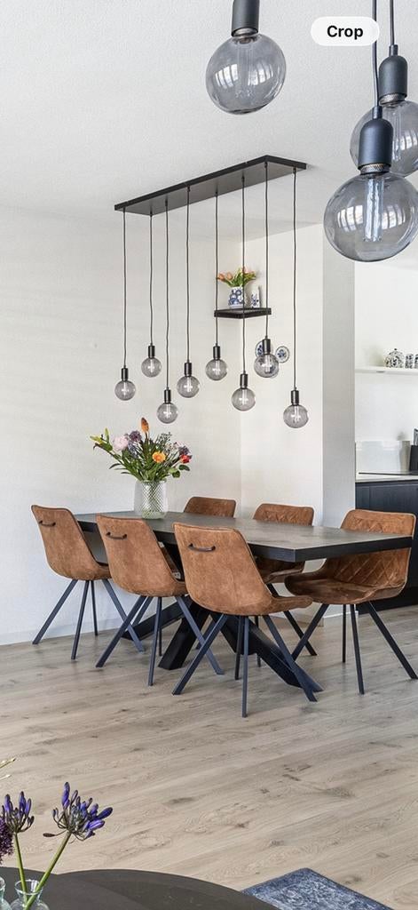 Zwarte Hanglamp met meerdere lichtpunten, Ophalen, Zo goed als nieuw, Metaal, 75 cm of meer