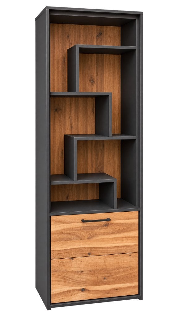 Open kast met vakken en deurtje + ledverlichting, Ophalen, Met deur(en), Warm modern, 50 tot 100 cm