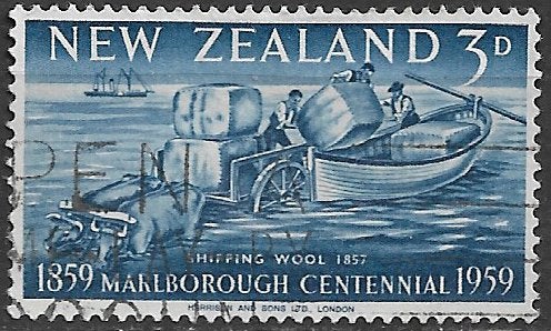 New Zealand 1959 100jr Marlborough, Ophalen of Verzenden, Gestempeld
