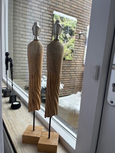 Raam decoratie Boeddhabeelden, Ophalen, Met sokkel, Beige, Zo goed als nieuw