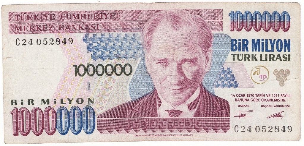 24-1585 Turkije 1 miljoen lire ND, Ophalen of Verzenden, Midden-Oosten, Los biljet