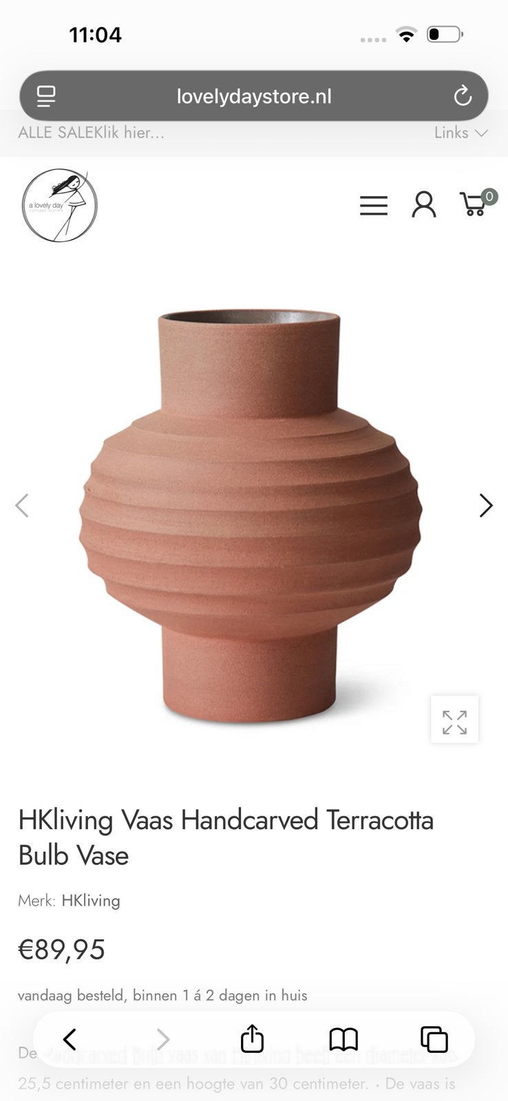 Hk living vaas nieuw, Huis en Inrichting, Woonaccessoires | Vazen, Ophalen of Verzenden, Zo goed als nieuw, Overige kleuren, Minder dan 50 cm