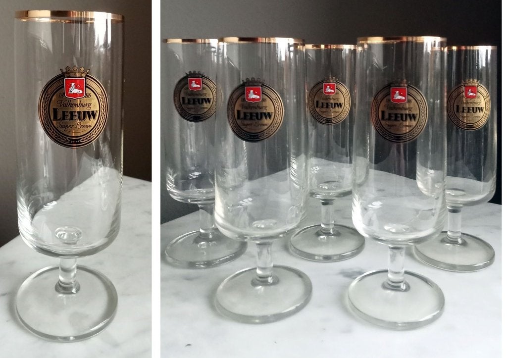 6 Leeuw Voetglazen, Verzamelen, Ophalen of Verzenden, Zo goed als nieuw, Glas of Glazen, Leeuw