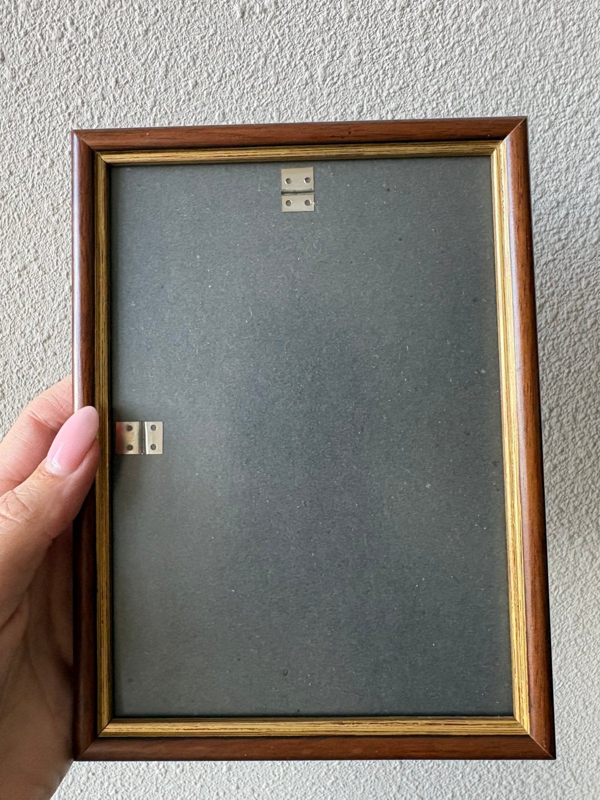Vintage houten fotolijst met gouden rand, Bruin, 17 cm, Verzenden, 12 cm
