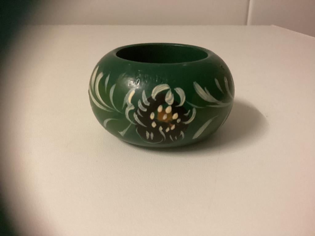 Hindelooper schilderkunst, waxinelichtje, handbeschilderd, Ophalen of Verzenden, Zo goed als nieuw, Overige materialen, Minder dan 25 cm