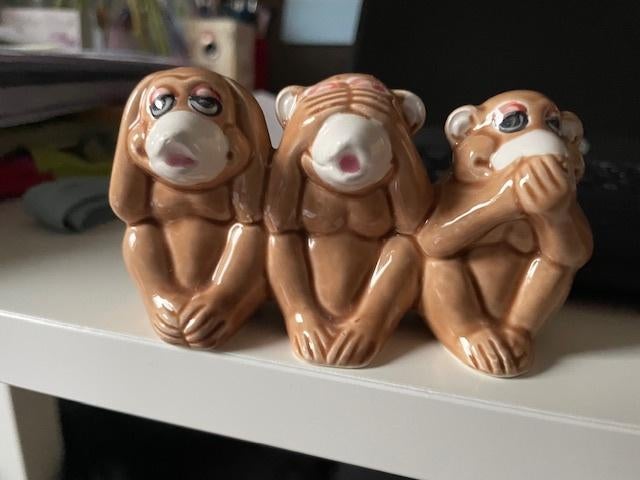 Beeldje aapjes horen, zien en zwijgen, Ophalen of Verzenden, Zo goed als nieuw, Dier