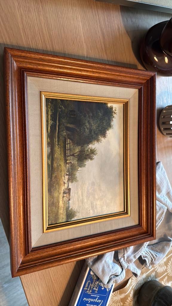 Origineel olieverf schilderij Hollands landschap met koe, Ophalen of Verzenden