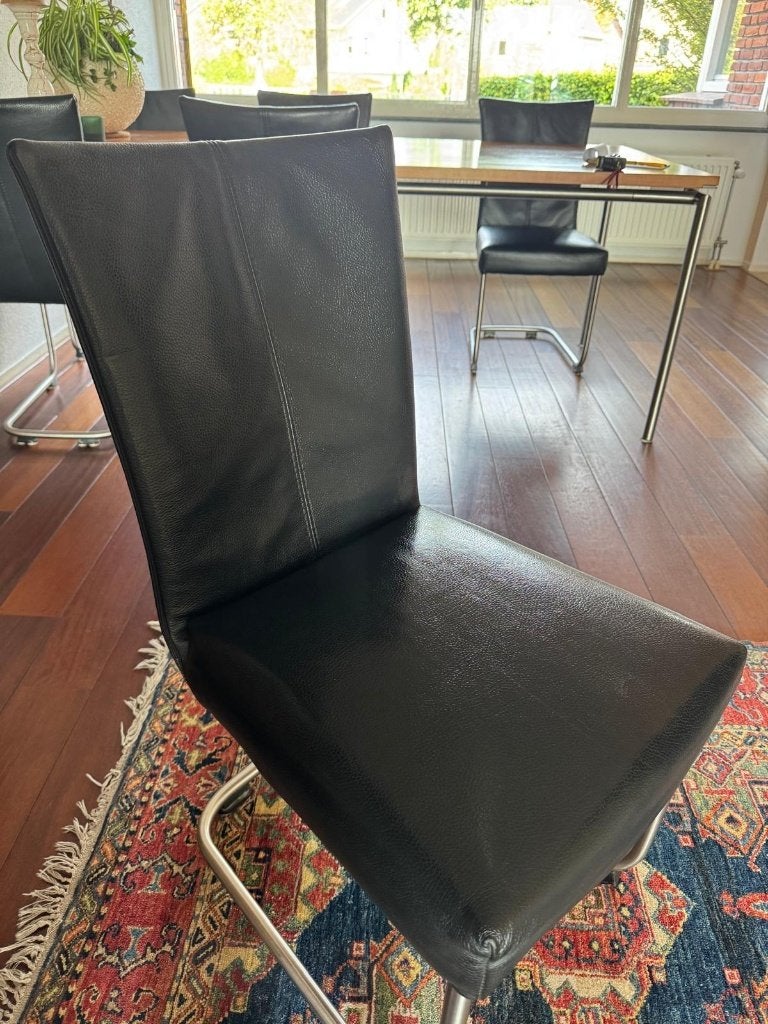 Bert Plantagie - 6 leren stoelen, Ophalen, Gebruikt, Zwart, Design