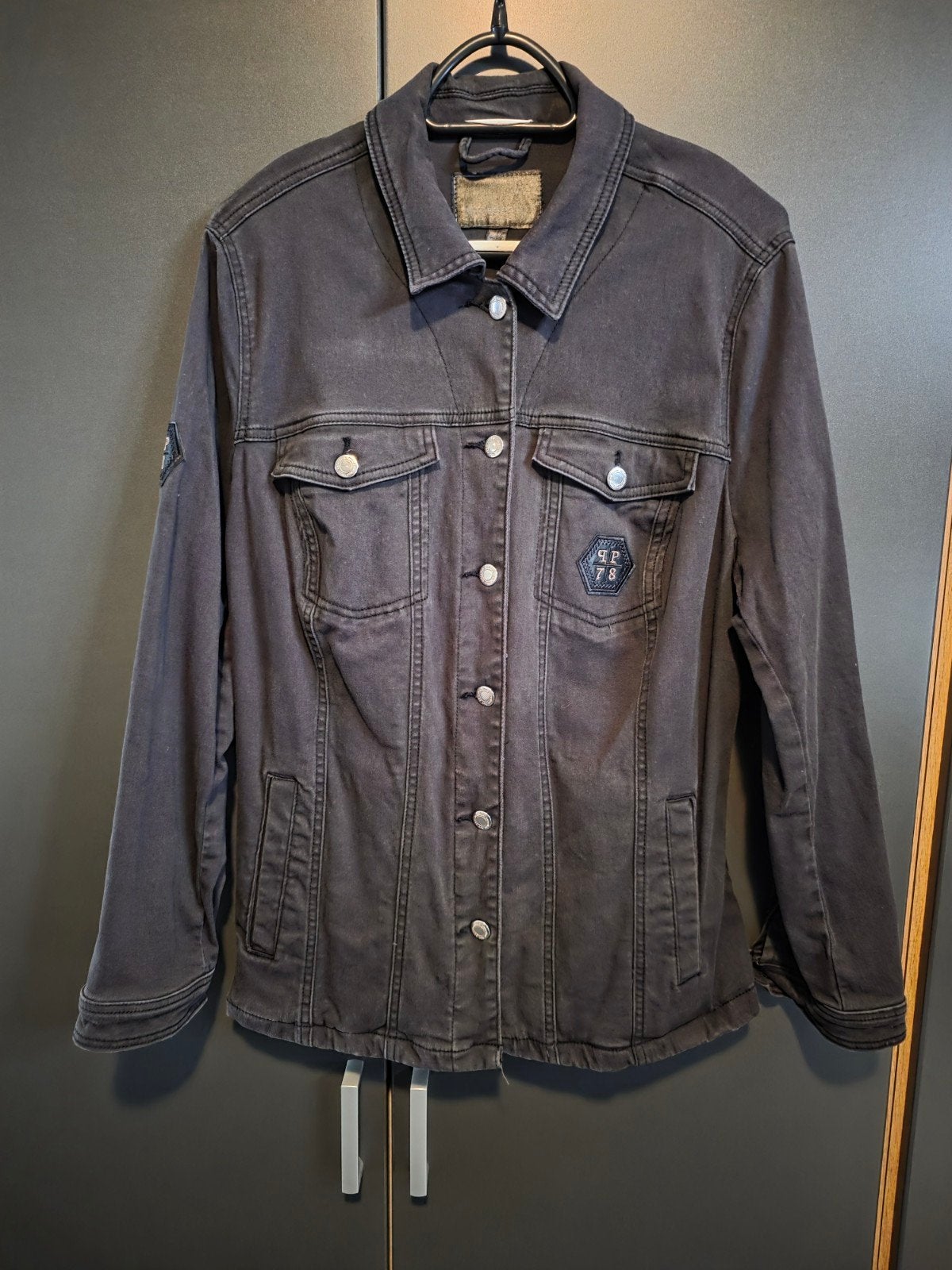 Zwart stretch jeansjasje maat 48, Zwart, Maat 46/48 (XL) of groter, Ophalen of Verzenden, Zo goed als nieuw