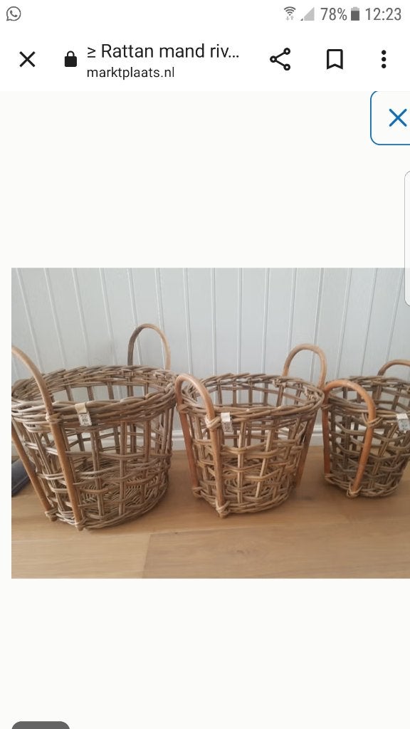 Rotan mand, Huis en Inrichting, Ophalen, Mand, Handgemaakt, Rond
