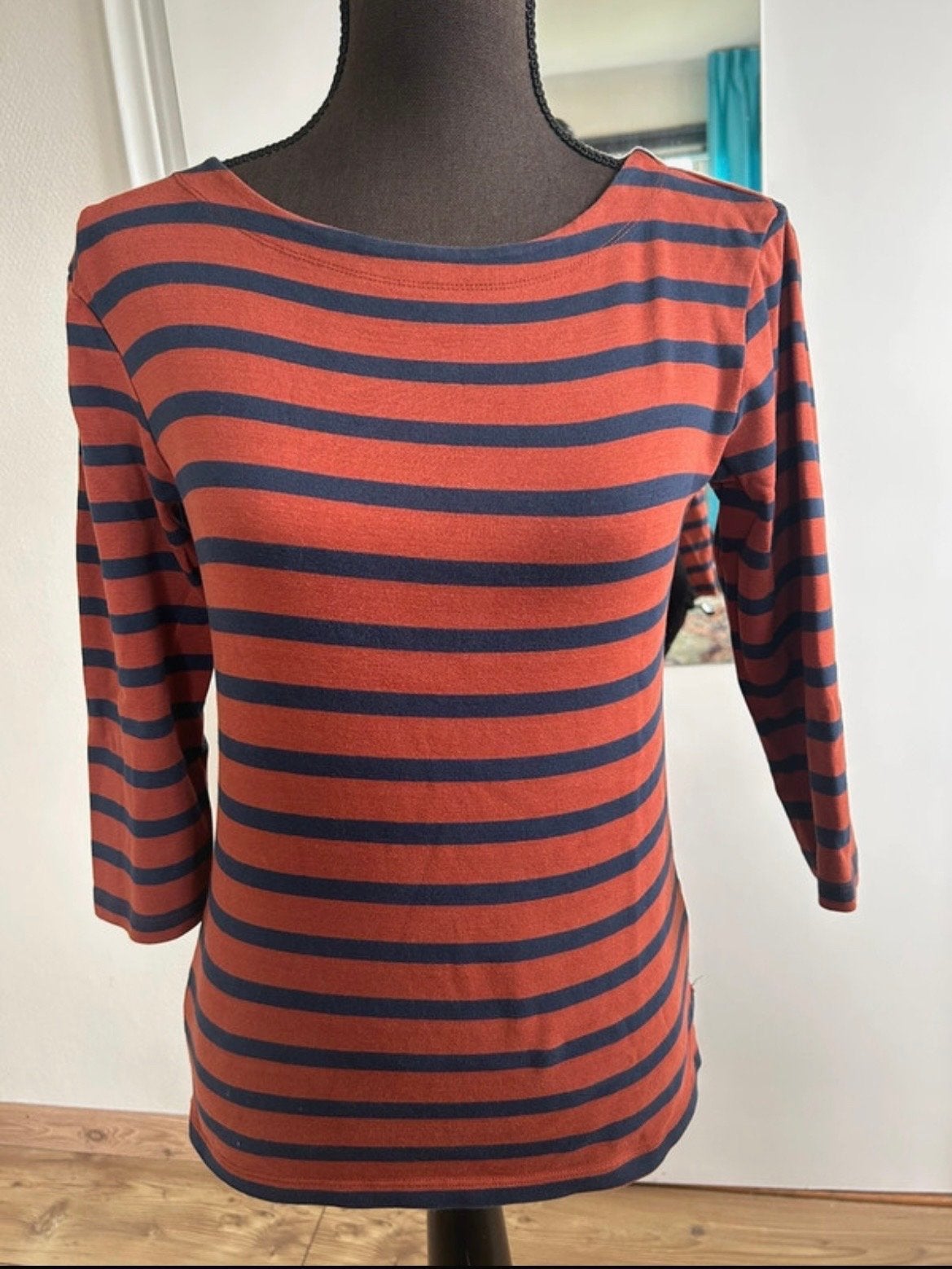 Hema gestreept shirt maat S, Bruin, Ophalen of Verzenden, Zo goed als nieuw, Korte mouw